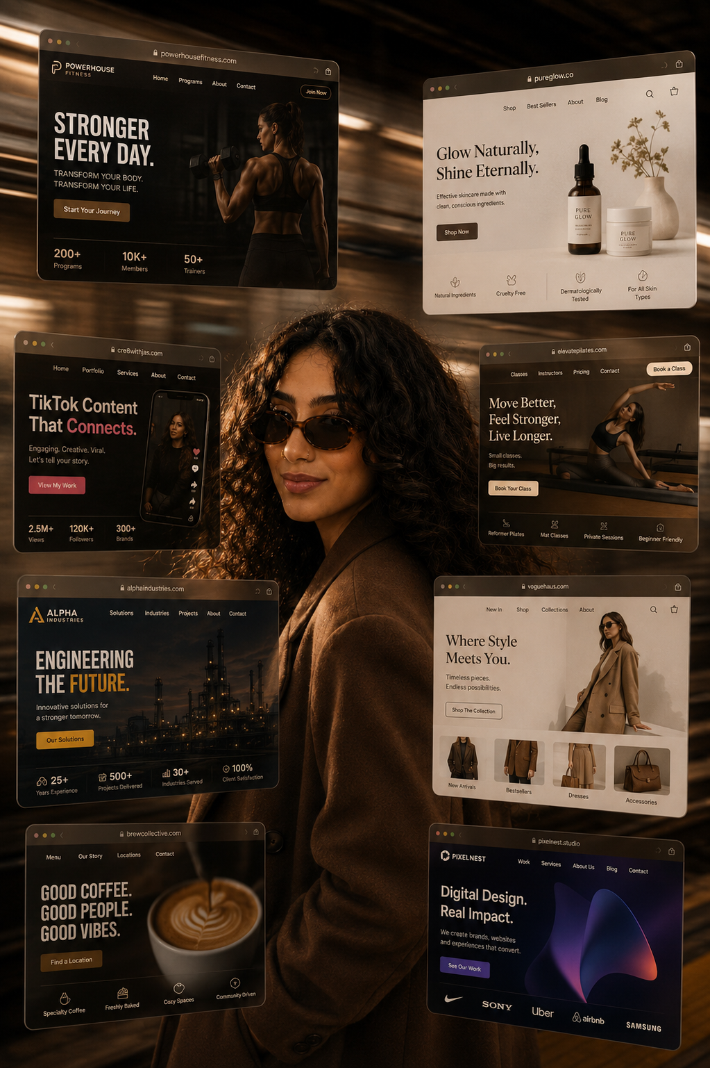 Collage of niche website portfolio concepts